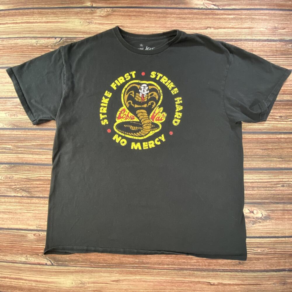 Cobra Kai Strike First Strike Hard No Mercy T Shirt Size XL Black
